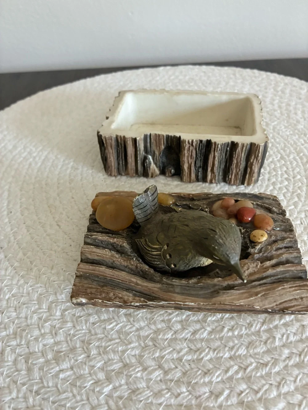 Decorative Brown Bird Nest trinket box - Neutral Accent